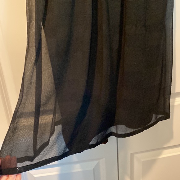 Ali Ro Black Empire Waist Ruffle Neckline Dress. Size 4. 100% Cupro. Mini length - Picture 5 of 10
